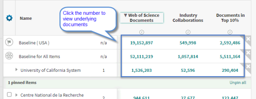clickable document count indicators screenshot